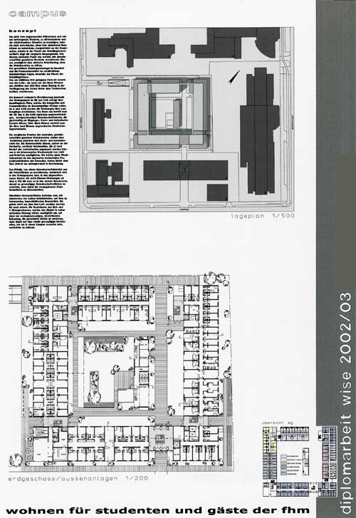 Wohnen f�r Studenten und G�ste der FHM - Diplomarbeit Architekturstudium Blatt 1 von 5