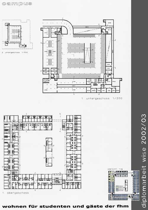 Wohnen f�r Studenten und G�ste der FHM - Diplomarbeit Architekturstudium Blatt 2 von 5